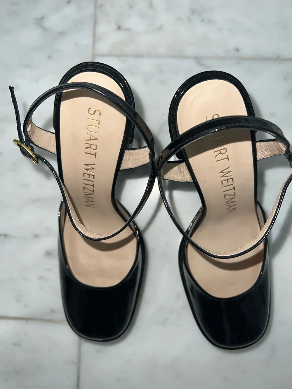 Stuart Weitzman Skyhigh Black Patent Leather Platforms size 6.5